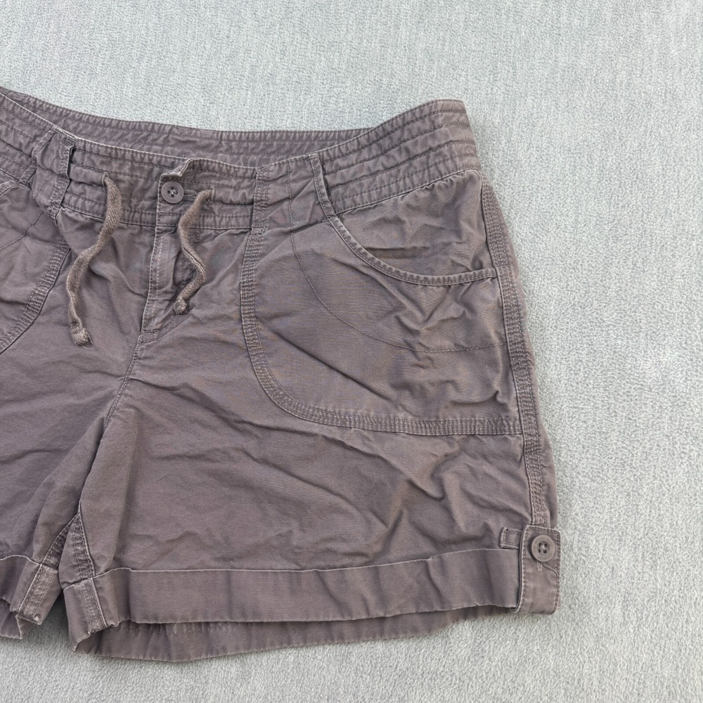 The North Face Shorts Women 12 Gray Purple Chino Flat Front Cuffed Hiking Cotton - Picture 2 of 14